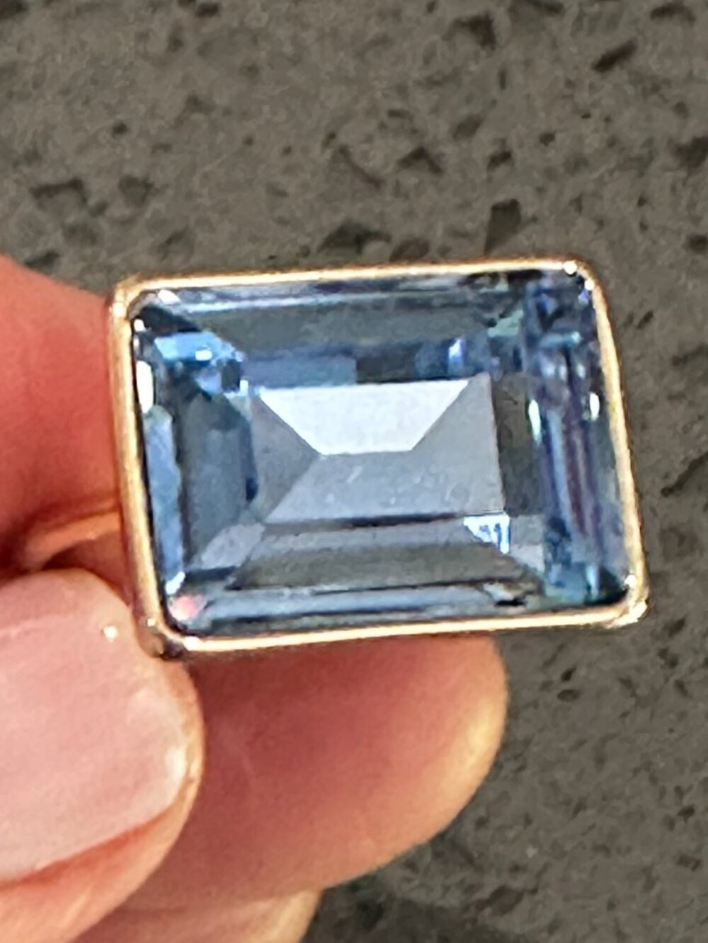 Costume Ring Size 9 Blue Emerald Cut